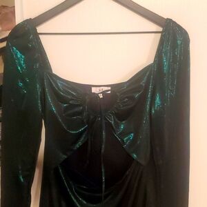 Shiny Green long sleeved dress